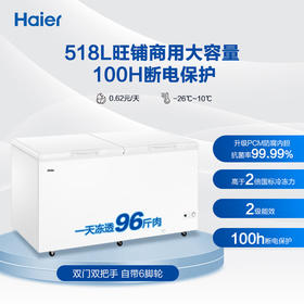 海尔（Haier）518升卧式商用家用冰柜 商用大容量 冷藏柜大冷冻柜冰柜家用大冷柜BC/BD-518GHPD   JD