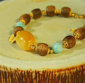 【古典浪漫蜜蜡节】-24号<小重山>设计款白蜜枣珠沉香手串（A款）