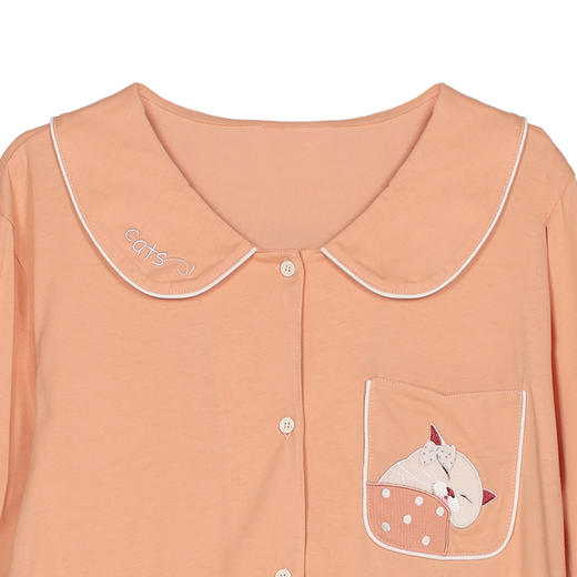 都市丽人睡衣好睡好眠长袖家居服单面无尘棉薄女士棉质套装LHT1P5 商品图6