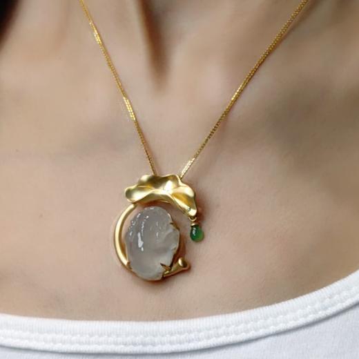 【戏荷】翡翠胸针项坠两用款 商品图2