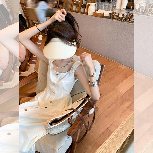 <曾小咸推荐>【杏仁气泡】杏色吊带长裙 商品图1