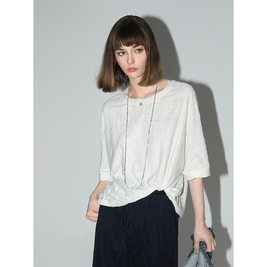 COCOBELLA设计师款剪花破洞废土风短袖T恤宽松休闲上衣TS3009 商品图3