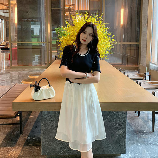 [奢姿轻奢系列]休闲钉钻连衣裙大码女装夏季新款胖妹妹假两件裙子8942890095【1】 商品图2