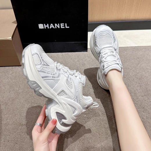 西遇灰银色老爹鞋女新款秋季ins潮流行增高厚底显脚小运动鞋SS246003 商品图3