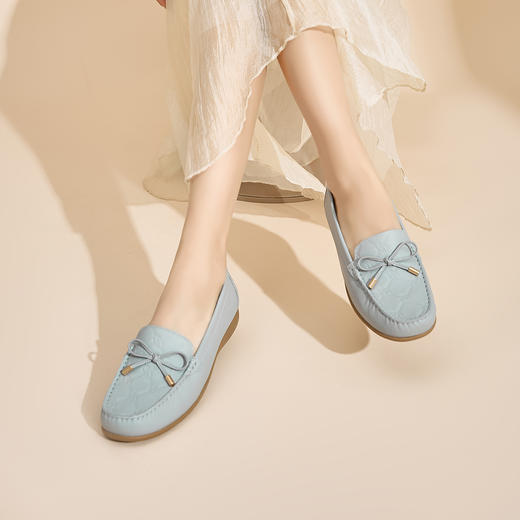 Safiya/索菲娅2024秋新款真皮蝴蝶结浅口休闲防滑平底单鞋 SF43111401 商品图7