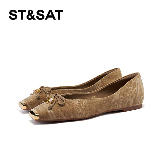 星期六金属方头新中式风平底单鞋SSC3111162 商品图8