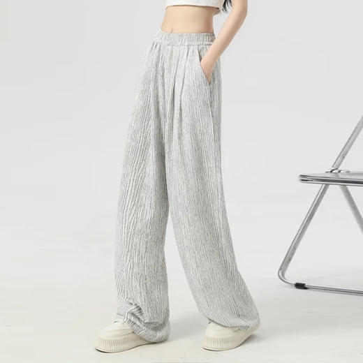 馥迦休闲松弛草色条阔腿裤 商品图1