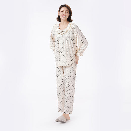 都市丽人睡衣好睡好眠长袖家居服26支CVC单面薄女士棉质套装LHT2L7 商品图2