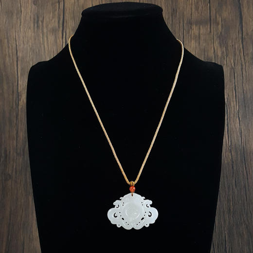 【天然正品】天然新疆料镂空福字锁和田玉（好运、平安）吊坠项链150624NJ24 商品图5