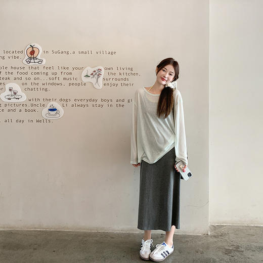 <曾小咸推荐>【月光冷萃】灰色假两件吊带裙 商品图1