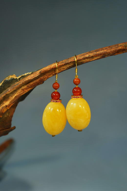 【古典浪漫蜜蜡节】-11号<长相思>白蜜简约耳钩 商品图4