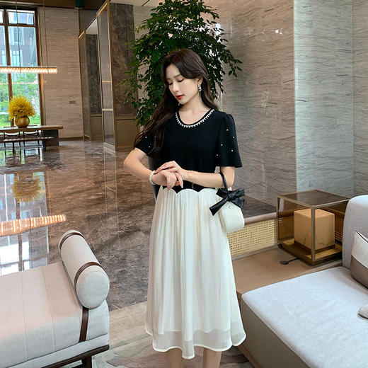 [奢姿轻奢系列]休闲钉钻连衣裙大码女装夏季新款胖妹妹假两件裙子8942890095【1】 商品图4