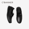 千百度男鞋一脚蹬皮鞋秋季男士真皮休闲皮鞋黑色豆豆鞋A24454021 商品缩略图2