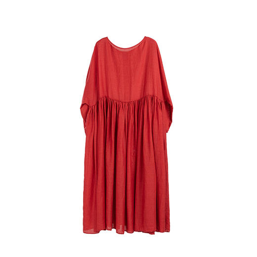 绽放旅行女装411朵/高支砂洗苎麻清凉透气宽松文艺圆领短袖连衣裙 商品图4