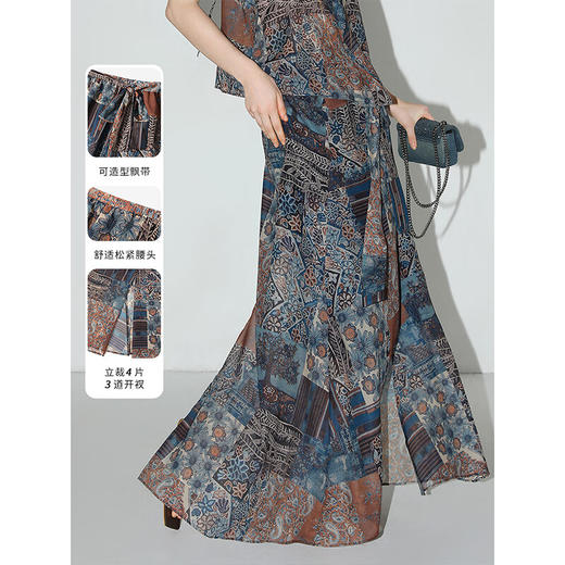 COCOBELLA民族风印花轻盈绒雪纺半身裙度假风飘逸长裙HS0045 商品图2