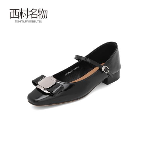 西村名物2024夏季新品真皮法式复古银色单鞋女玛丽珍鞋配裙子日常T24CE38111 商品图1