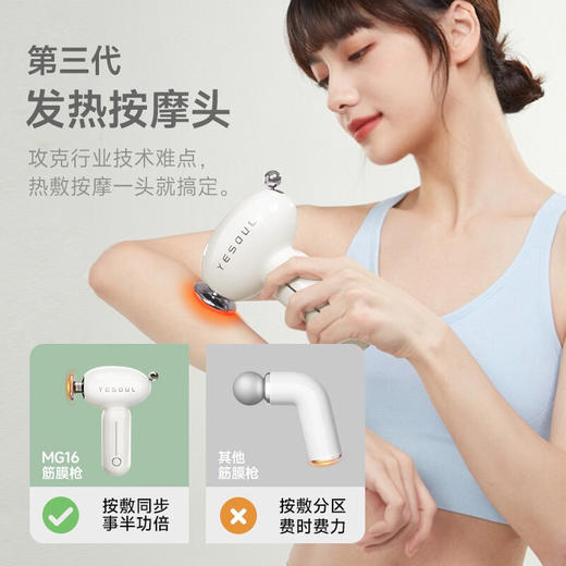野小兽（YESOUL）送对象礼物热敷筋膜枪肌肉按摩器女生放松按摩仪专业健身颈膜枪 MG16-玉瓷白精美礼盒袋 商品图0
