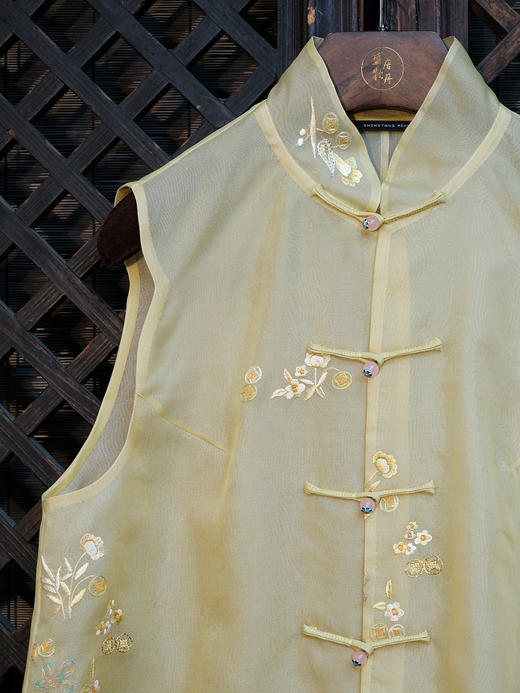 盛唐牡丹盛奢系列| 限量款| 高货-真丝绡手绣马甲-鹅黄色(特殊商品不退不换) 商品图2