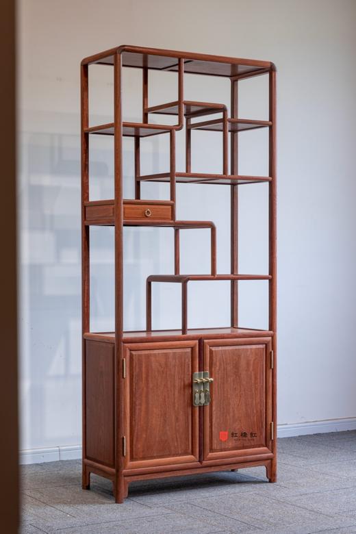 红桥红  家具严选  缅甸花梨（大果紫檀）  【180  弧边 单屉带柜博古架】 商品图1
