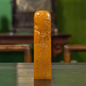 清 杨澥款寿山石雕人物钮诗文印章