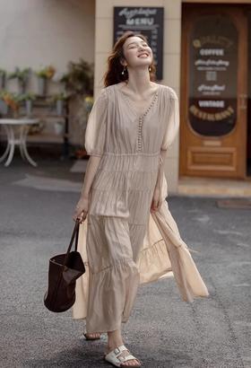 LPIUTY品牌直发！识货团⚠️LOEW*E罗*威原单天丝面料原厂！原料⚠️法式复古优雅连衣裙❗️意大利进口天丝面料 B0723511