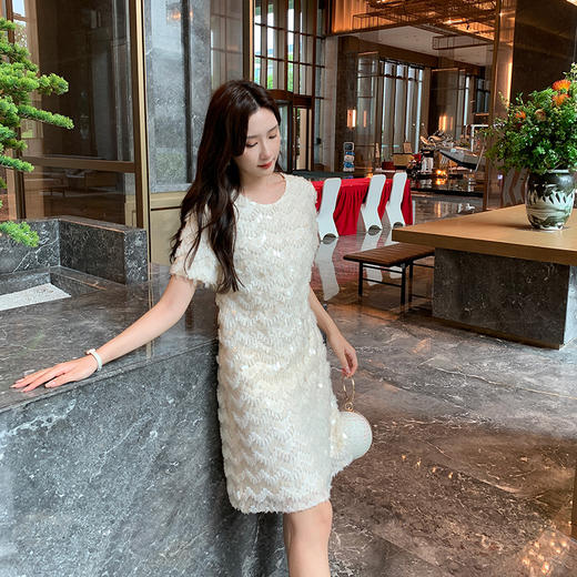 [奢姿轻奢系列]大码女装2024夏季亮片流苏连衣裙胖妹妹时尚裙子8942860169 商品图2