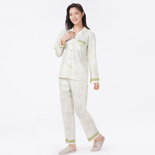 都市丽人睡衣会员精选长袖家居服26支纯棉单面薄女士棉质套装LHT1L6 商品图2