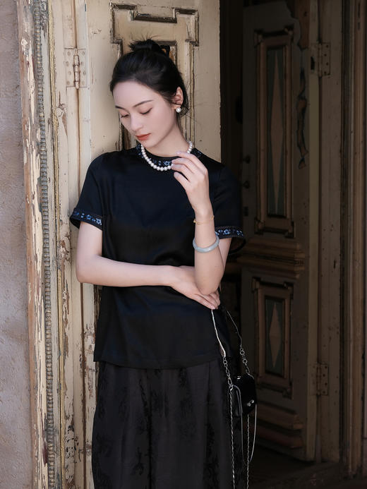 盛唐牡丹盛奢系列| 限量款| 高货-三蓝手绣圆领上衣(特殊商品不退不换) 商品图7