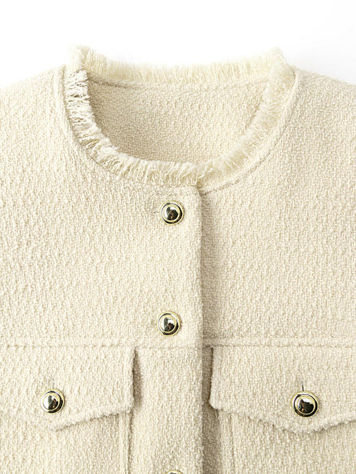 COCO ZONE 2024时尚小香风圆领外套高级感单排扣上衣CC1A0391 商品图4