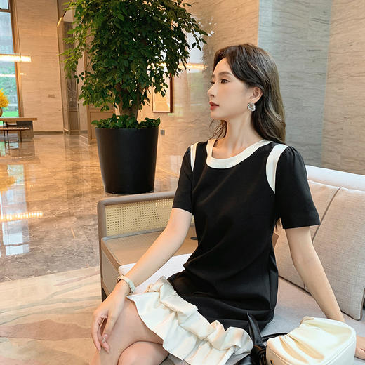 [奢姿轻奢系列]大码女装2024年夏季钉珠拼接裙子胖妹妹时尚连衣裙8942890092 商品图2