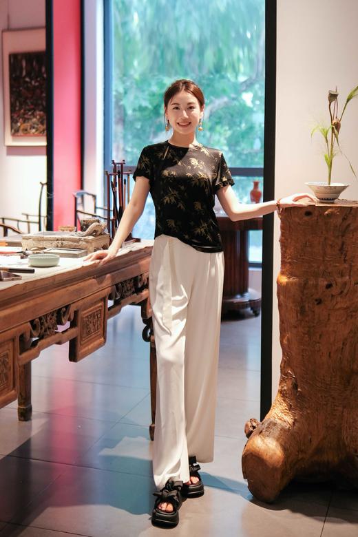 花花团特别定制——轻盈国风竹纹拖鞋 | 面包条蝴蝶结设计显脚瘦、小羊皮脚垫舒适柔软、5cm厚底增高拉长比例~防滑又好走~ 商品图8