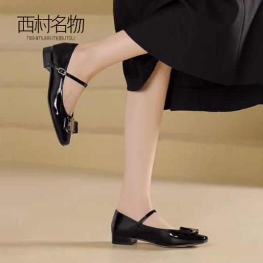 西村名物2024夏季新品真皮法式复古银色单鞋女玛丽珍鞋配裙子日常T24CE38111 商品图3