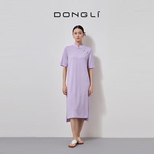 东黎 • 丝绒女士春夏新中式斜门襟气质连衣裙 4341 商品图2