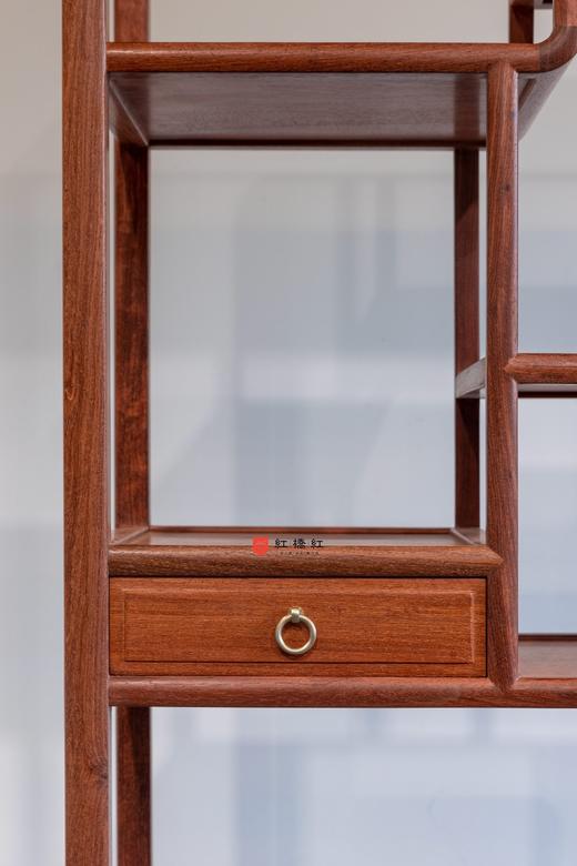 红桥红  家具严选  缅甸花梨（大果紫檀）  【180  弧边 单屉带柜博古架】 商品图2