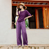 绽放旅行女装433朵/法国进口酵洗重磅色织亚麻直筒显瘦休闲长裤 商品缩略图3