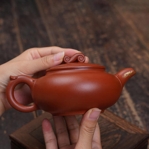 汪立彬 祥和如意壶 老红泥 宜兴紫砂原矿茶壶紫砂壶功夫茶泡茶壶茶具仿古 商品图1