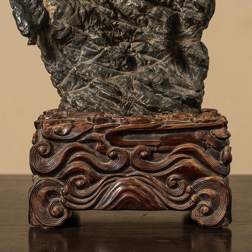 清 灵璧石文房赏石（红木座） 商品图3