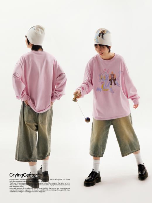 Crying Center 骑龙干燥粉圆领长袖T恤 哭喊中心 商品图1