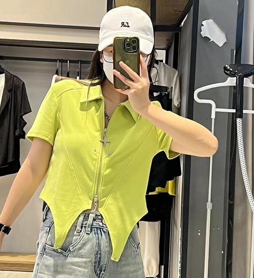 3-16GD翻领拉链分割短袖小衫40512（绿） 夏季 142150010321 商品图3