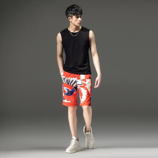 PINLI品立2024夏季新款男装裤子直筒印花休闲短裤潮牌百搭沙滩裤B242117034 商品图4