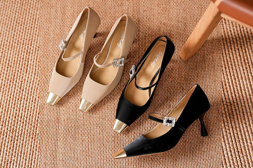 豪麟名鞋奥莱迪嘉女鞋玛丽珍鞋丝绸牛皮革DJELA41WP025杏色  原价1960元 商品图1