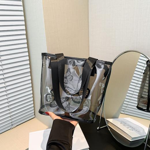 【夏季新品，轻盈时尚】休闲果冻纯色透明包 2024夏季包包 大容量女士单肩包 新款时尚托特包-QQ 商品图3