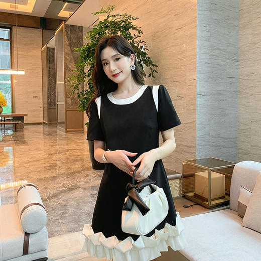 [奢姿轻奢系列]大码女装2024年夏季钉珠拼接裙子胖妹妹时尚连衣裙8942890092 商品图1