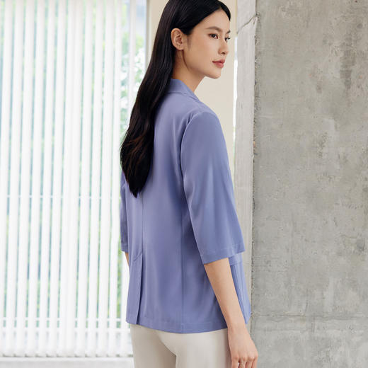 玳莎七分袖真丝西装女2024夏季新款通勤简约纯色气质弹力双绉外套  EB37304 商品图3