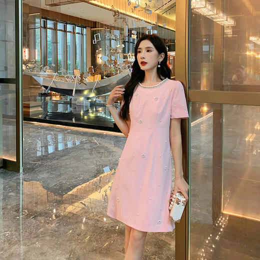 [奢姿轻奢系列]大码女装2024年夏季钉珠减龄裙子胖妹妹时尚连衣裙8942826472 商品图1