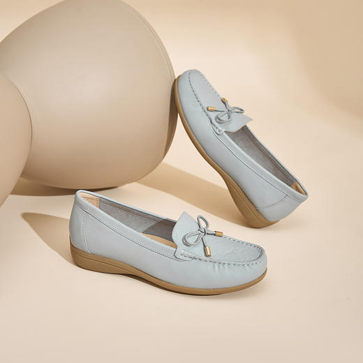 Safiya/索菲娅2024秋新款真皮蝴蝶结浅口休闲防滑平底单鞋 SF43111401 商品图9