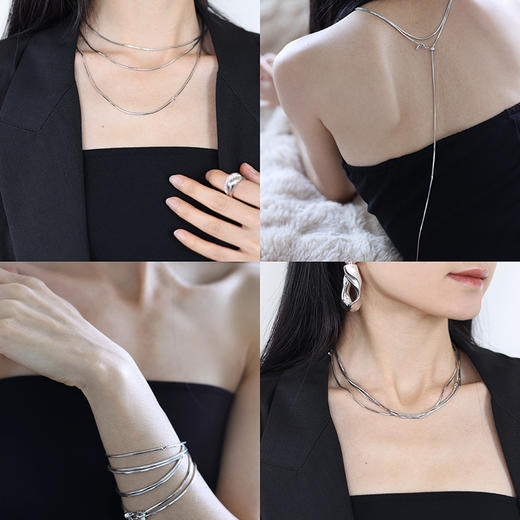 【王天辰&侯佩岑&沈梦辰&刘孜&刘忻&刘恋&王悦伊同款】Garden of Eden 伊甸园系列 | 银色藤蔓蛇骨长链 商品图2