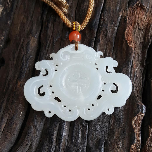 【天然正品】天然新疆料镂空福字锁和田玉（好运、平安）吊坠项链150624NJ24 商品图2