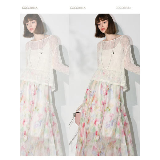 COCOBELLA精致镂空微透视针织衫女慵懒风遮阳蕾丝罩衫TS0021 商品图3