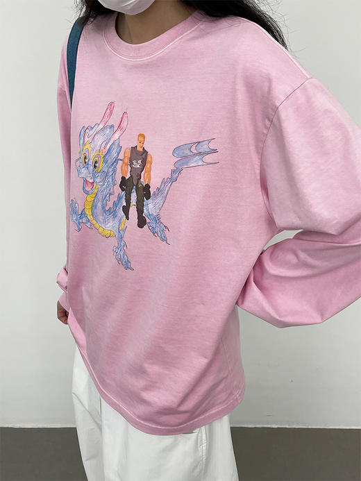 Crying Center 骑龙干燥粉圆领长袖T恤 哭喊中心 商品图3